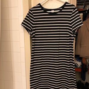Black and white striped t-shirt dress